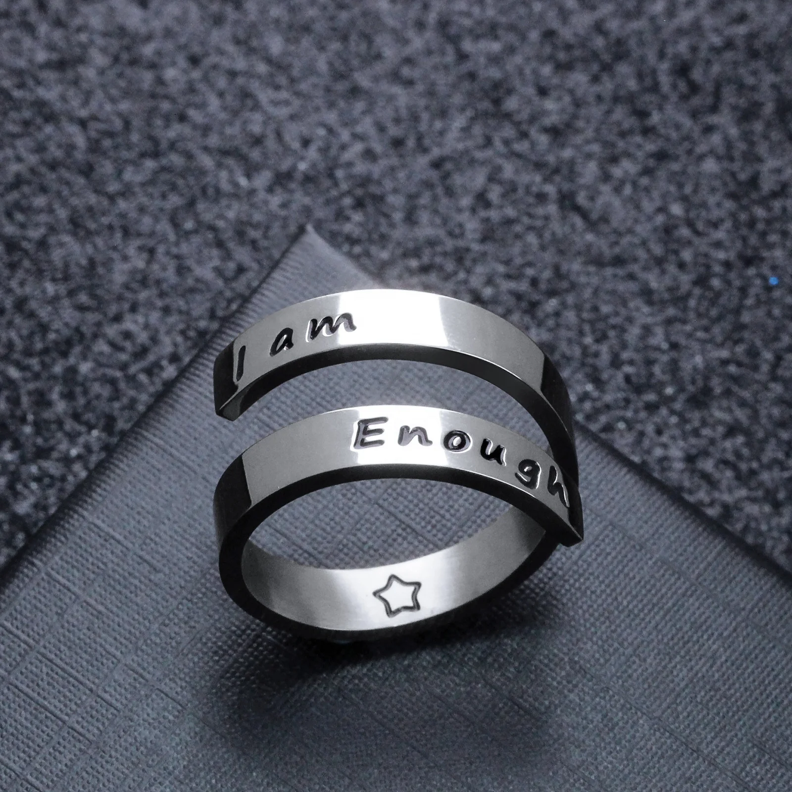 Lettering she believed she could so she did Double layer ring 316L Stainless Steel rings best friends finger ring jewelry