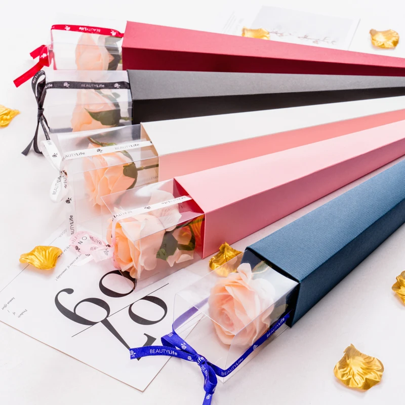 
Custom Rose Packing Boxes Single Bags Flowers Wrapping Paper Box Florist Favors Packing Box 