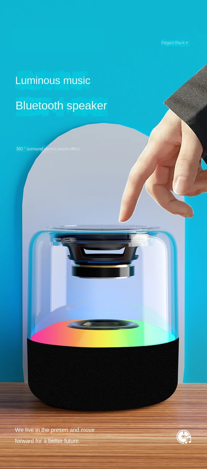 Best Seller Portable Outdoors  Portable Speaker  Transparent Crystal Lamp Glass Subwoofer Wireless Speaker