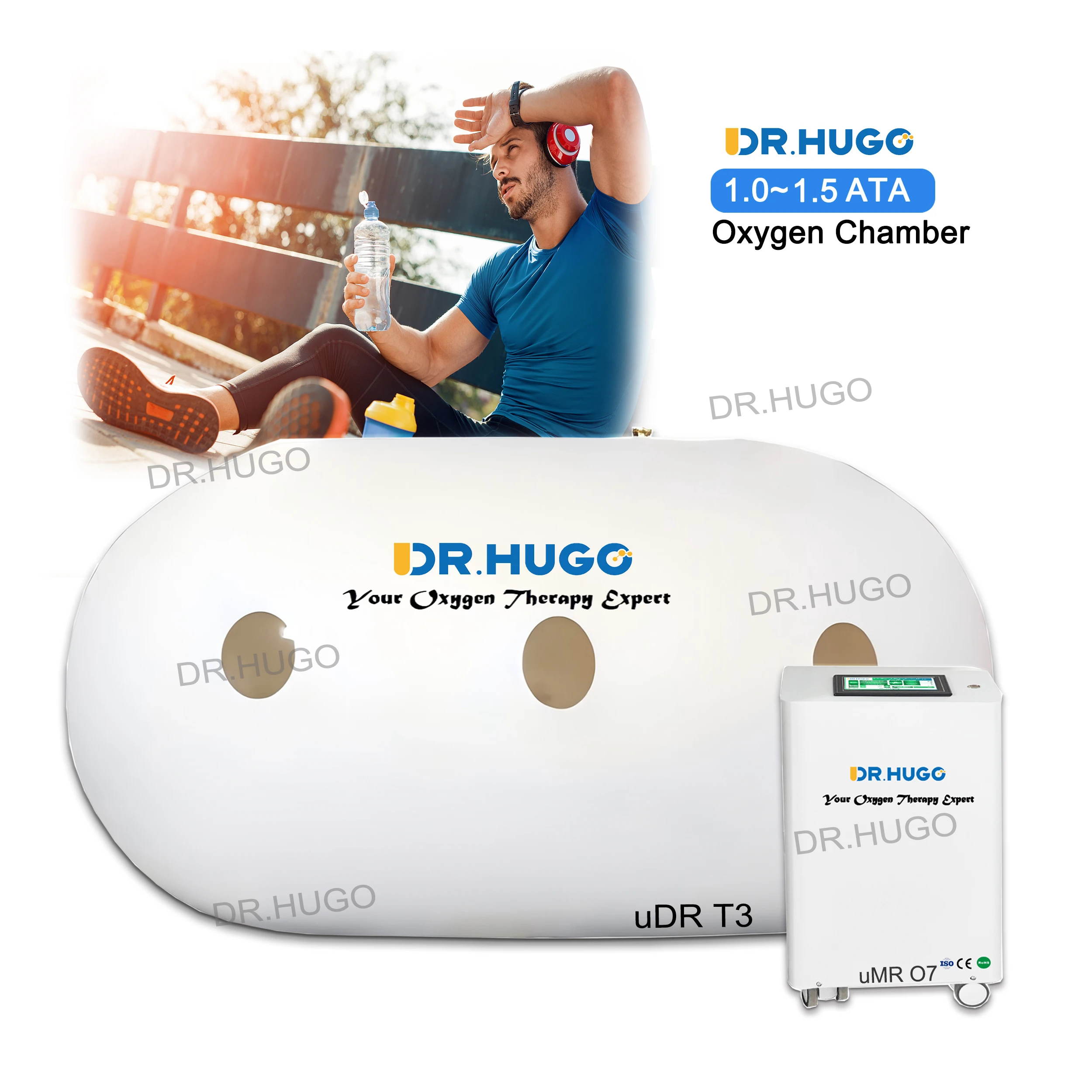 DR.HUGO uDR T3 Portable egg style Hyperbaric Oxygen Chamber 1.5 Ata 1.3ata Hyperbaric Chamber for two persons hbot chamber