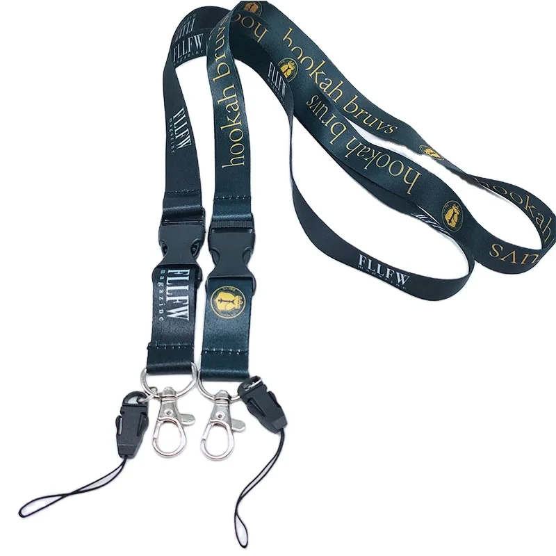 Custom Logo Dye Sublimation Safety Print Polyester Neck Lanyards with Card Holders & Keychain & Mobile Phone
