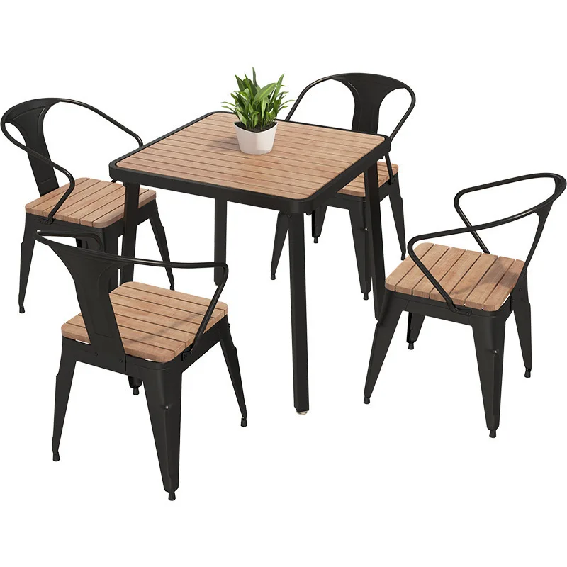 Simple outdoor plastic wood tables and chairs Outdoor cafe outdoor tables and chairs Villa courtyard special tables and chairs