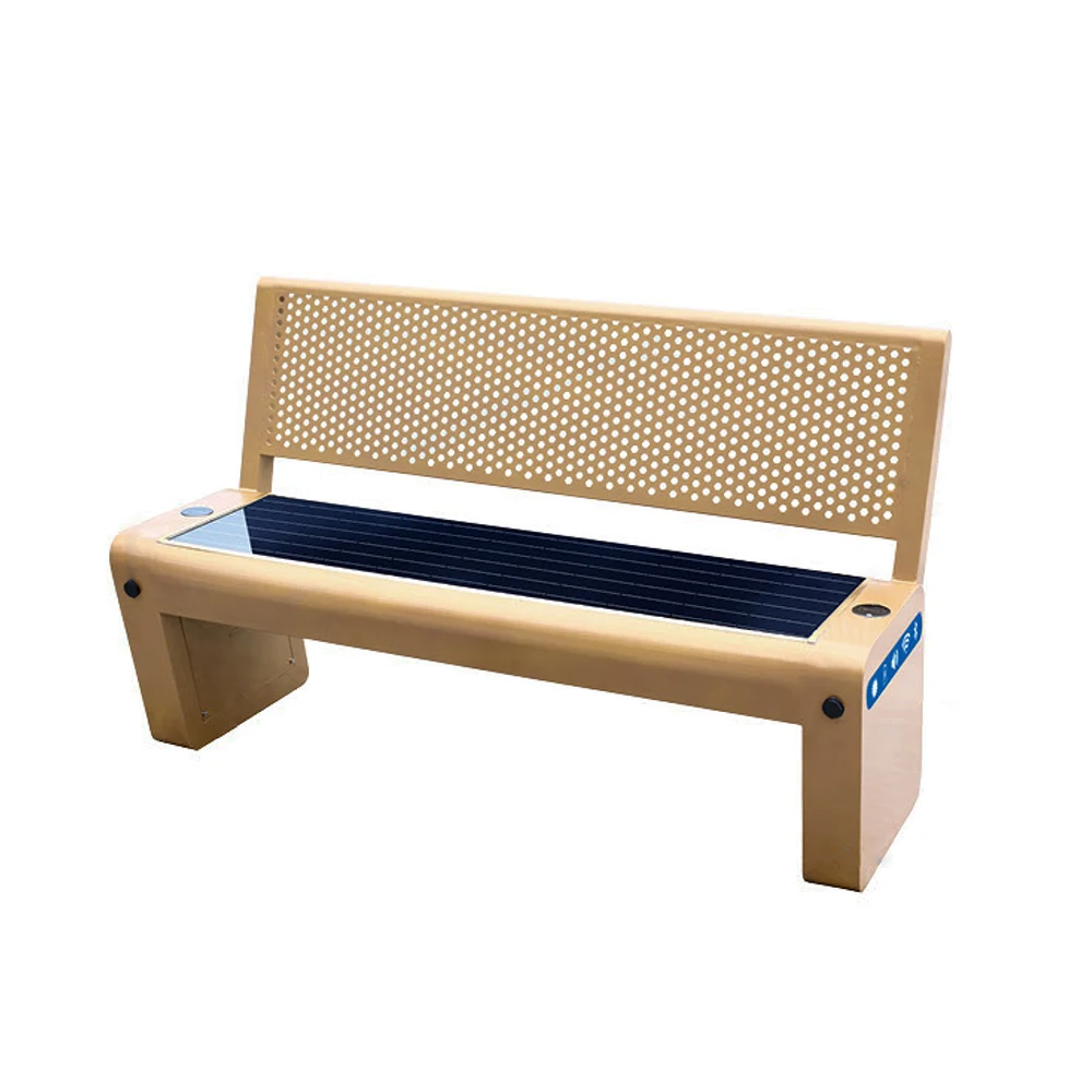Manufacturer Solar Outdoor Bench, one-button alarm, emergency help, mobile phone charging park bench back