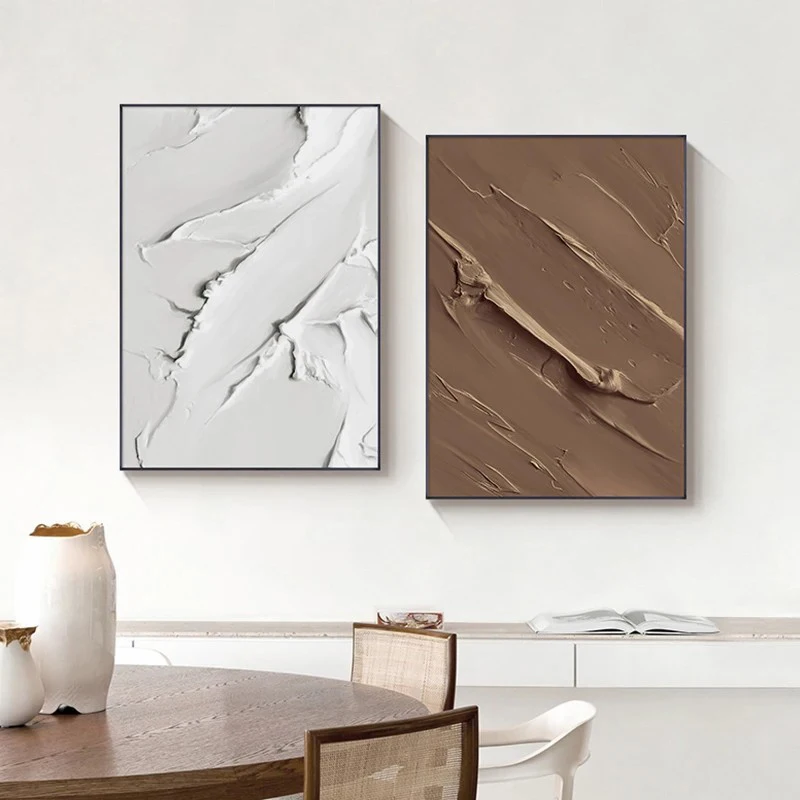 Abstract Minimalist Black And White Artwork 3D Textured Nordic Wall Art Decorative Paintings For Living Room