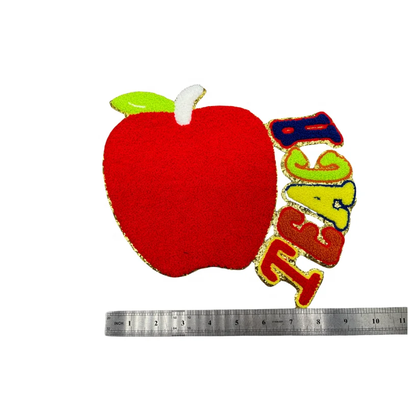Factory Colorful Merry and Bright Chenille Patch Iron on Embroidery Patches Cartoon Custom Patch for Clothing