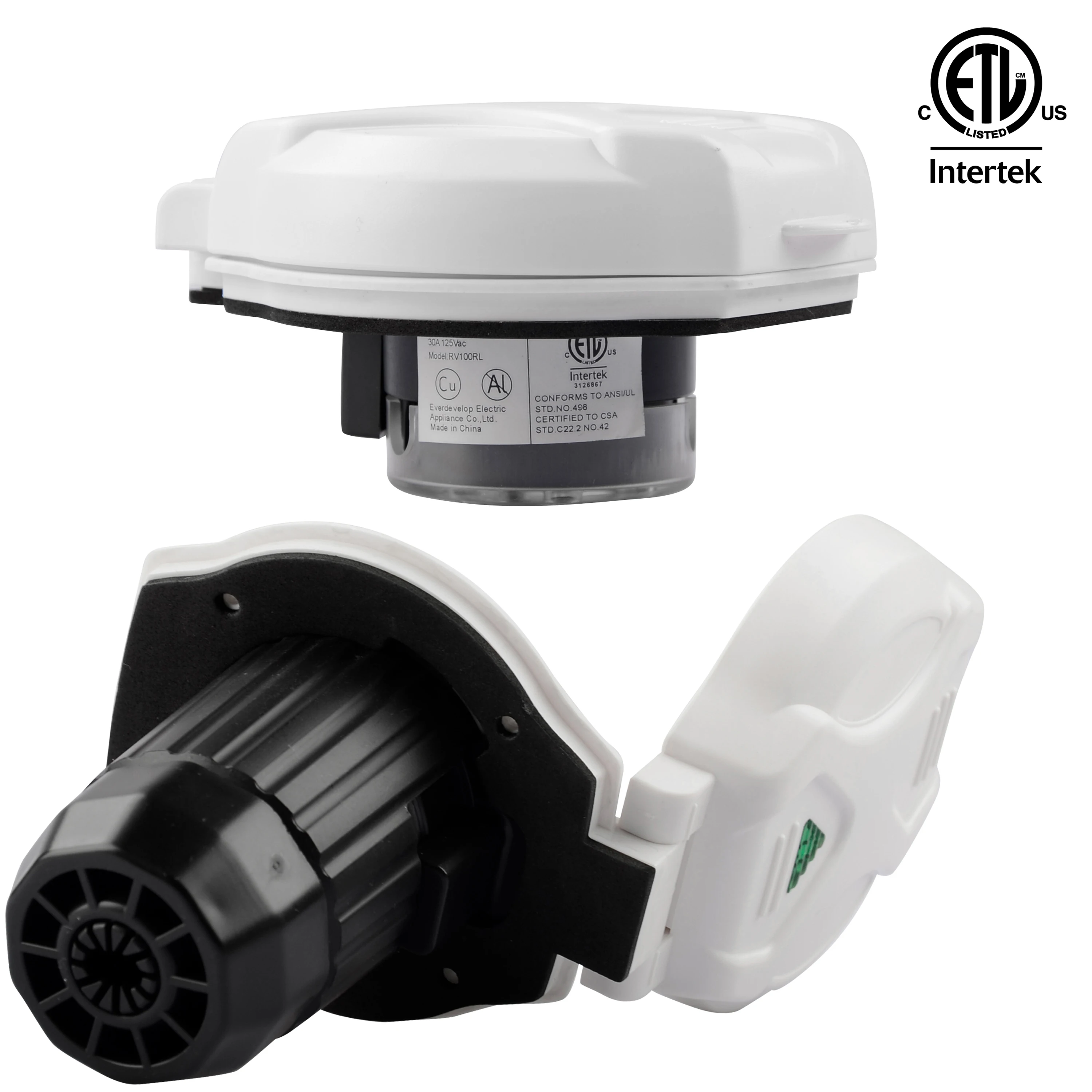 125V 30A Inlet Shore Power Receptacle for RV Camper Boat, Twist Lock NEMA L5-30P 30A RV Inlet Plug with LED Indicator