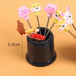 Creative Cartoon Fruit Fork Set 8pcs Cute Mini Stainless Steel Fruit Dessert Small Fork