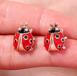 Cute simple insect diamond ladybug earrings earrings accessories female simulation animal earrings