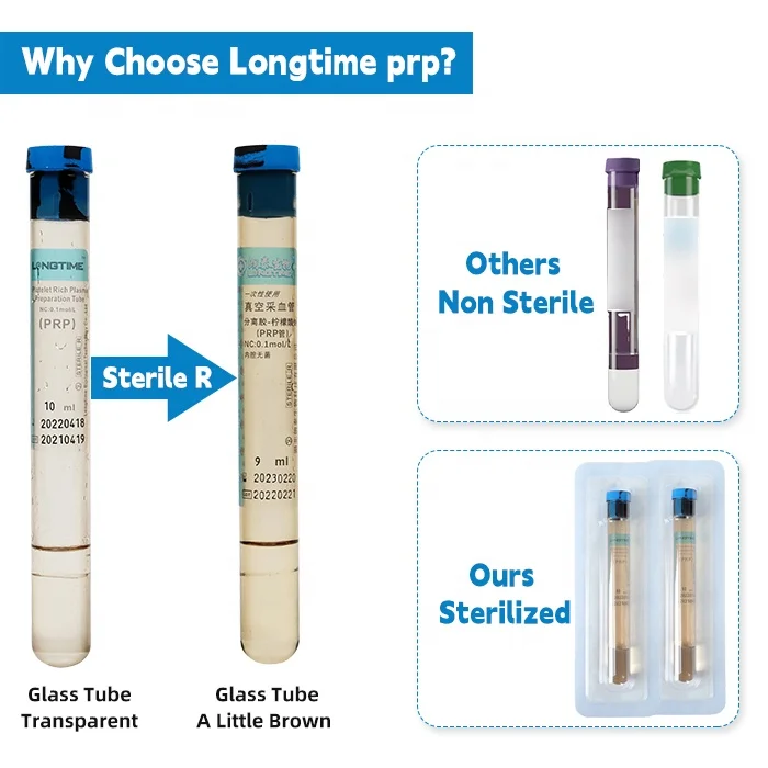 Longtime Medical Hospital 10ml PRP Tube Blood Plasma prp tubes