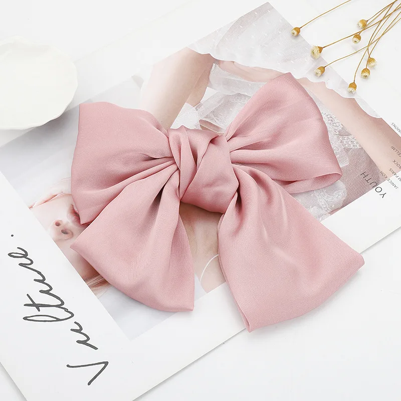 
Fashionable hairpin Chiffon satin large bow hair clip handmade cloth tie spring clip 