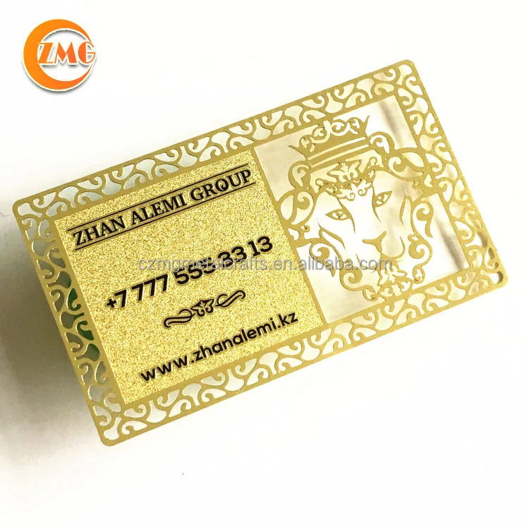 laser cut engraved golden metal business card in cheap price