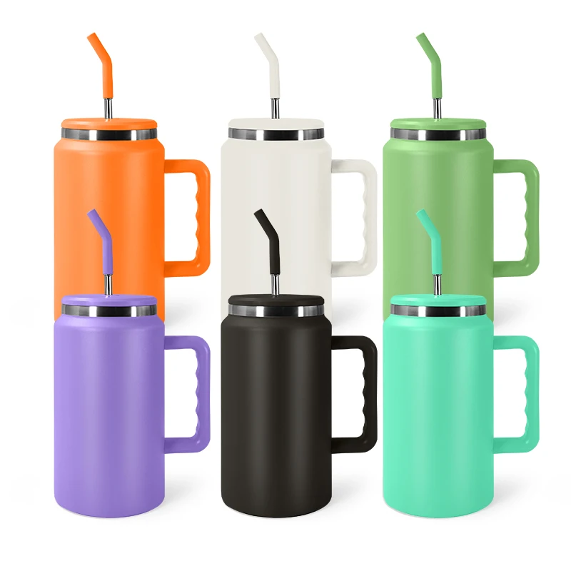 Custom logo 50oz 304 Stainless Steel  Double Wall Tumbler Large Capacity Travel Mug 50 oz Tumbler With Handle Metal Straw