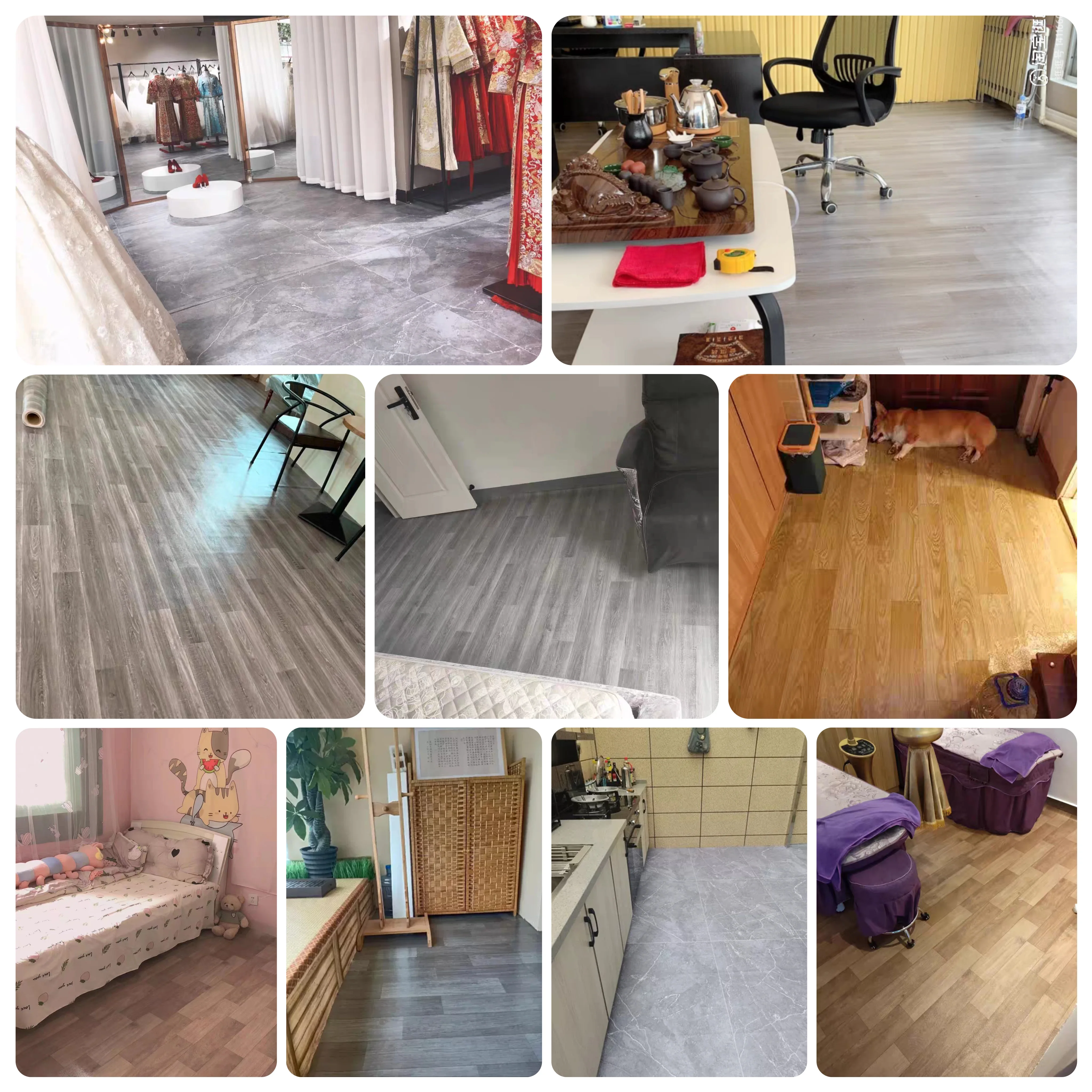 customize 0.35mm-2.0mm fireproof non-slip plastic carpet floor leather flooring roll pvc