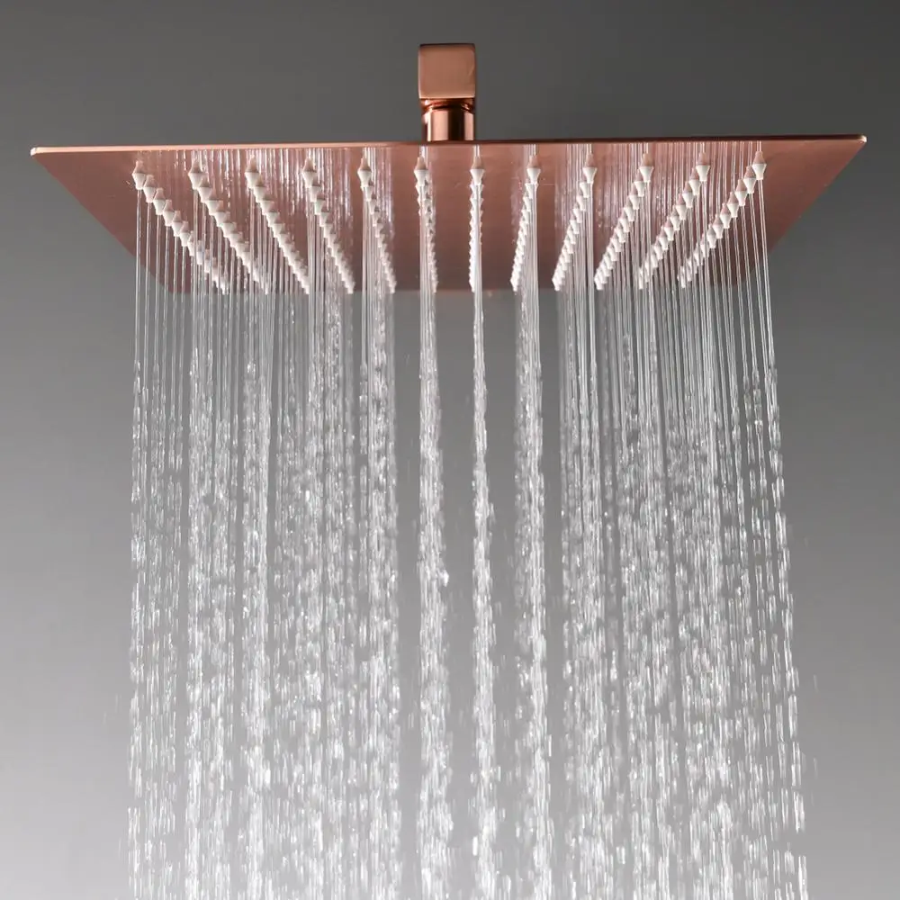 Wall Mount Brass Brushed Rose Gold Faucet Bathroom Shower Set