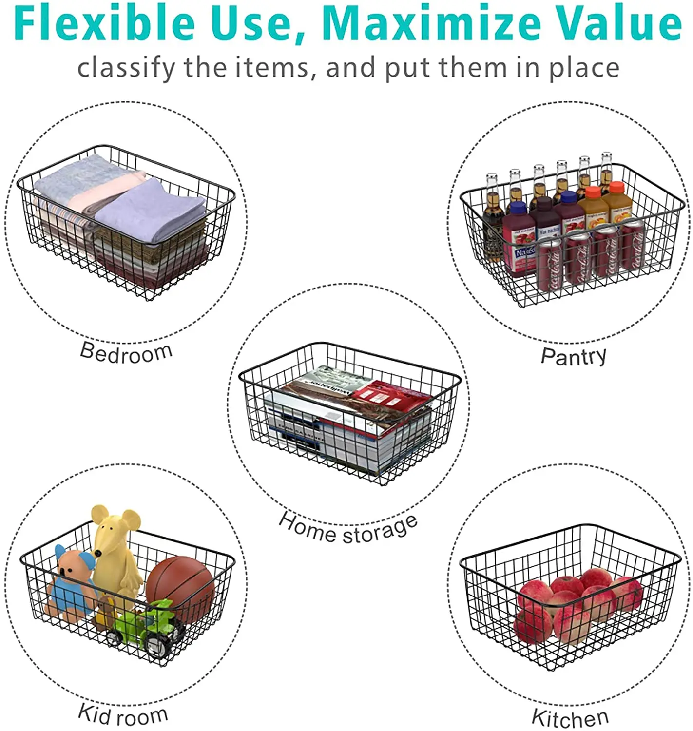 Factory Customized Wire storage basket Metal Wire Basket Storage Mesh Wire Baskets for Storage