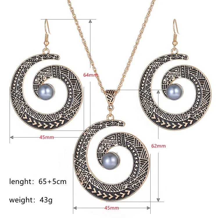 Wholesale Woman Designer Alien Ladies African Beads Jewelry Set Hawaii Earring Necklace