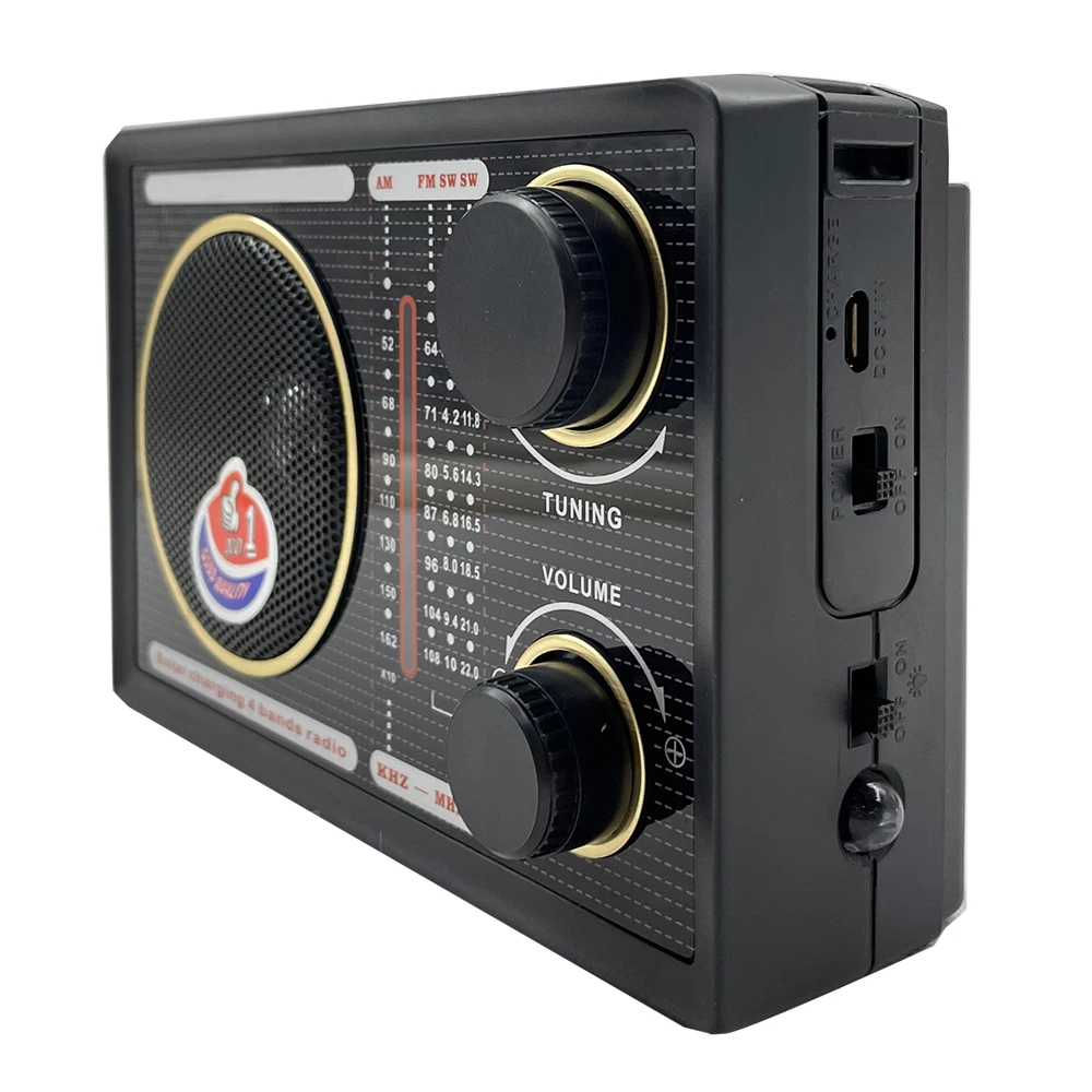 HS-3110 Manufacturer solar powered AM/FM radio portable Flashlight rechargeable radio Music Player