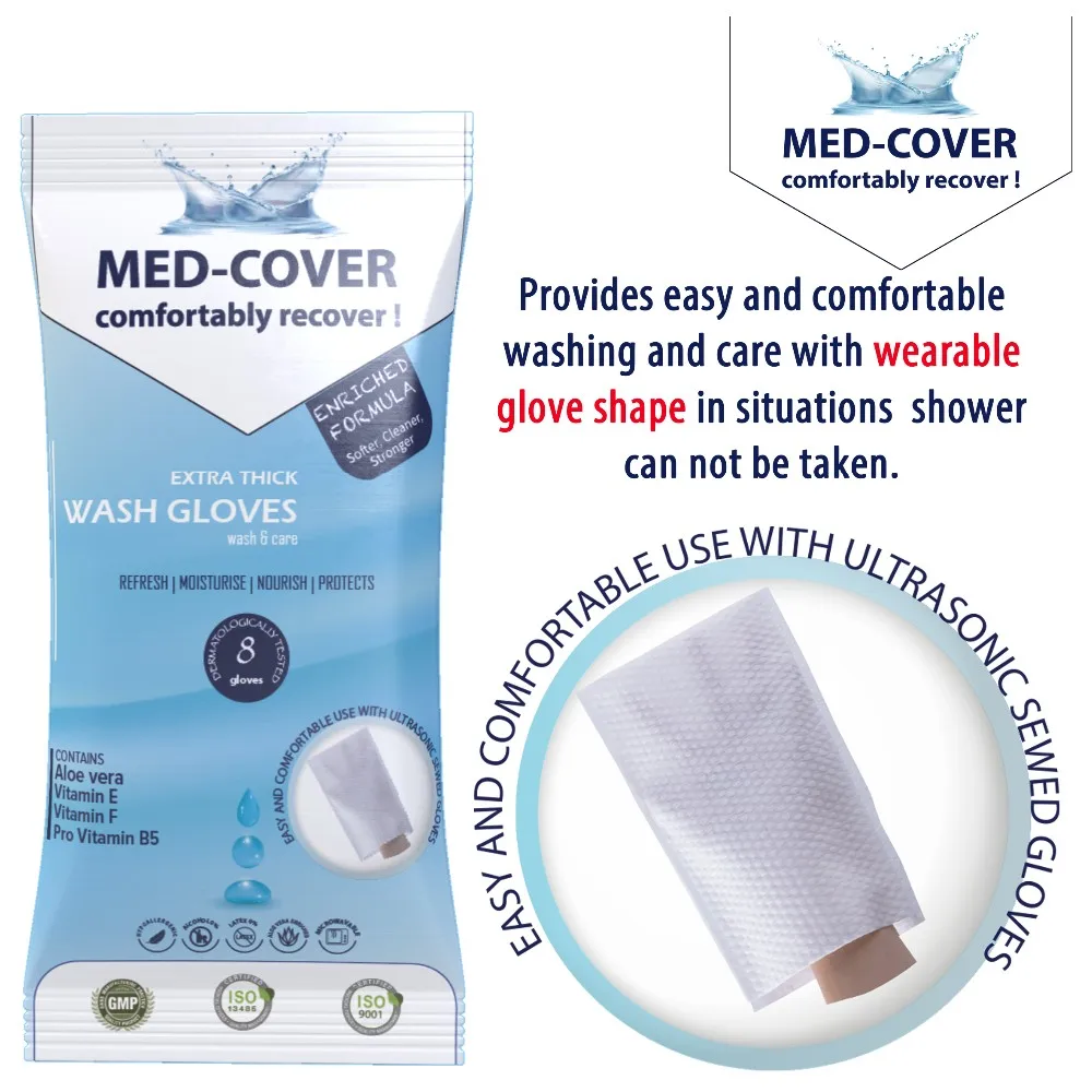 Wash Gloves With Barrier Cream (Non woven Wet Gloves) 14,5cmx23cm Wet Glove Dimension Medical Grade