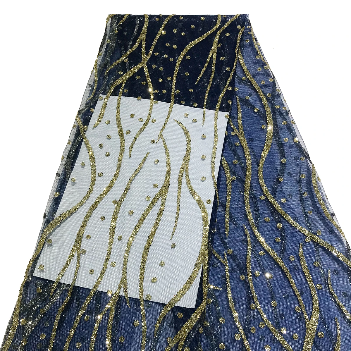 Hot Selling Champagne Shiny Glitter Dot Tulle Fabric High Quality For Ladies Party Evening Dress Sequin Sugar Lace Mesh Nigerian