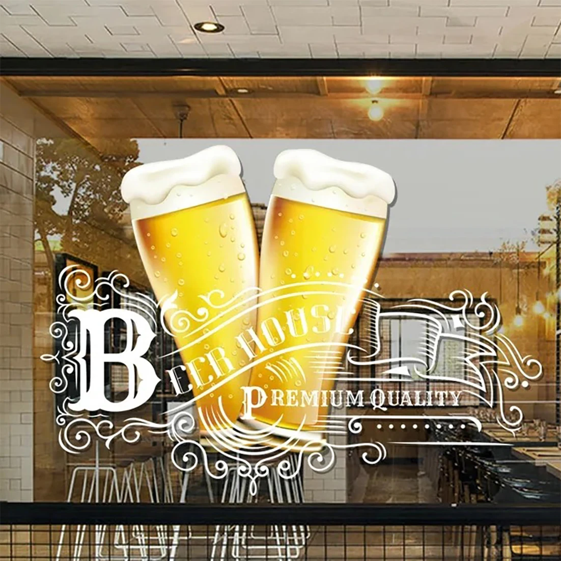 Автомобильная наклейка с принтом на заказ, Виниловая наклейка с односторонним видением, наклейка на окно, большая наклейка на окно для бара