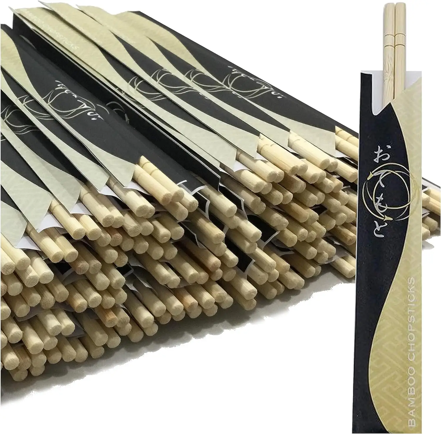 Factory Wholesale Custom Bulk Round Bamboo Chopsticks Short Paper sleeve Bamboo Wooden Chinese Chop sticks