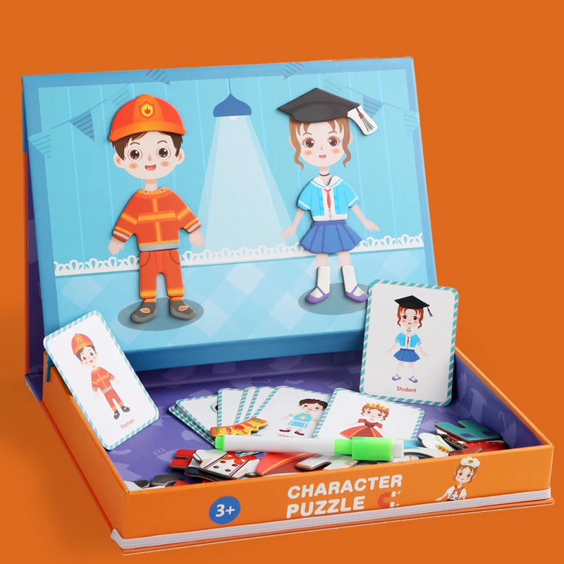 Scene Animal Dinosaur Magnetic Jigsaw Puzzle Children Puzzle Boys and Girls Little Class Children Two-three-four Years Old