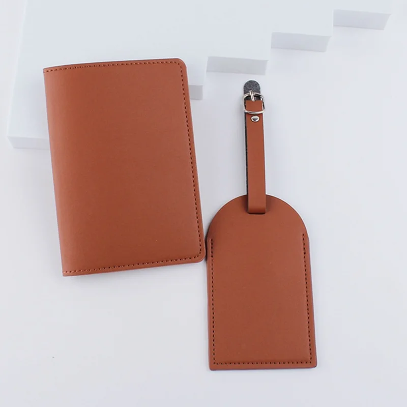 Hot Selling Travel Pu Leather Luggage Tag And Passport Holder Custom Passport Holder Set