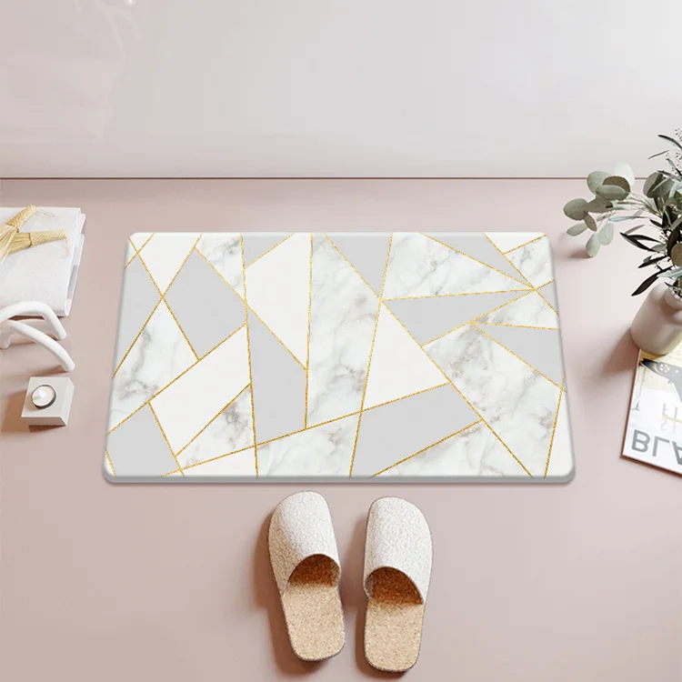 Quick drying marble pattern diatomite stone bath mat for bathroom