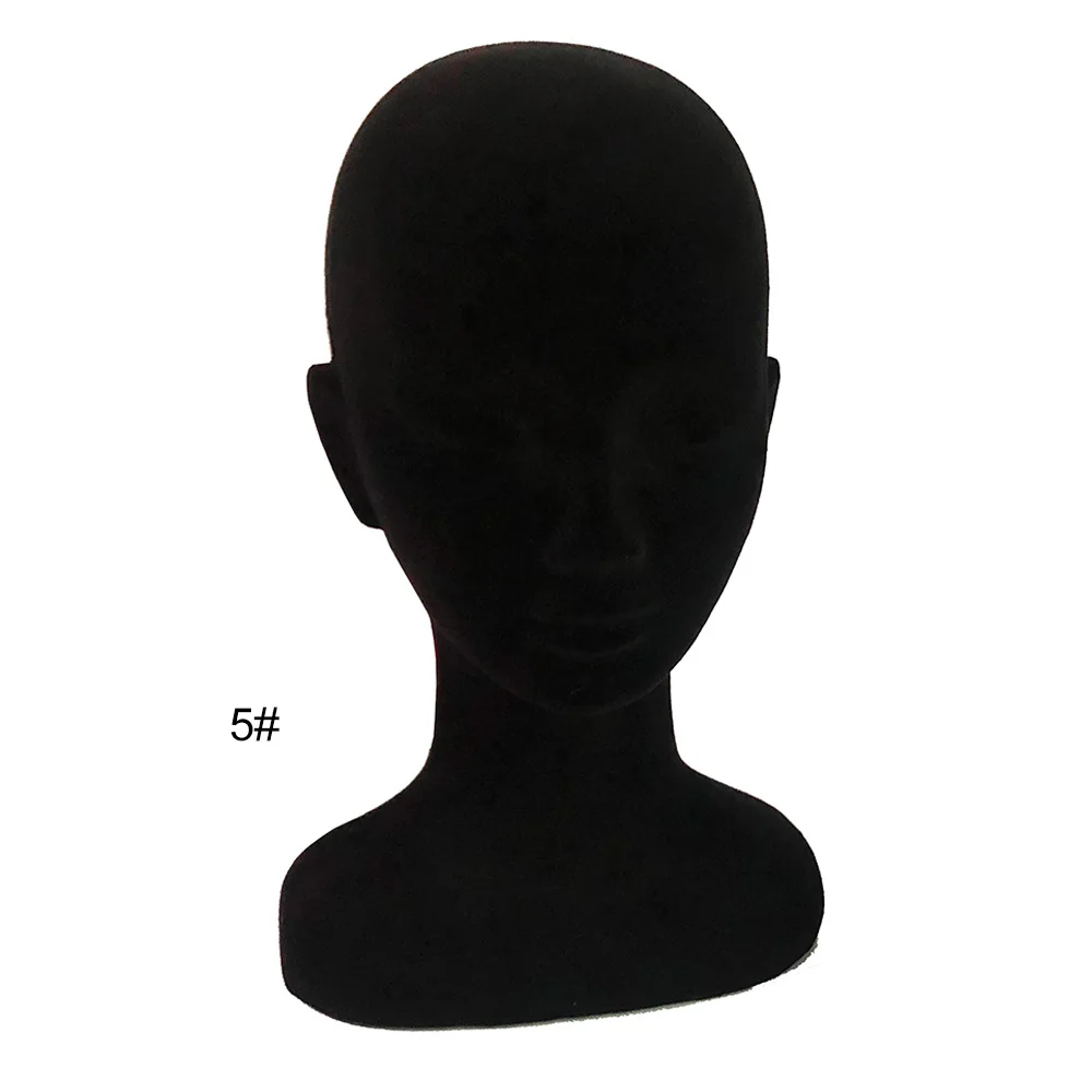 Customized Color Velvet Covered Women Foam Mannequin Head for wig display styrofoam mannequin head for hat glasses