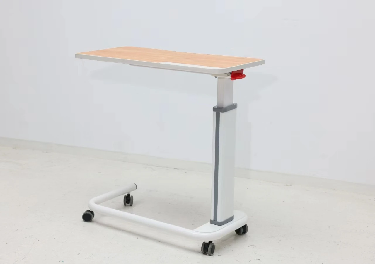 Hospital bed tray movable adjustable height dining overbed manual lifting laptop computer abs overbed table