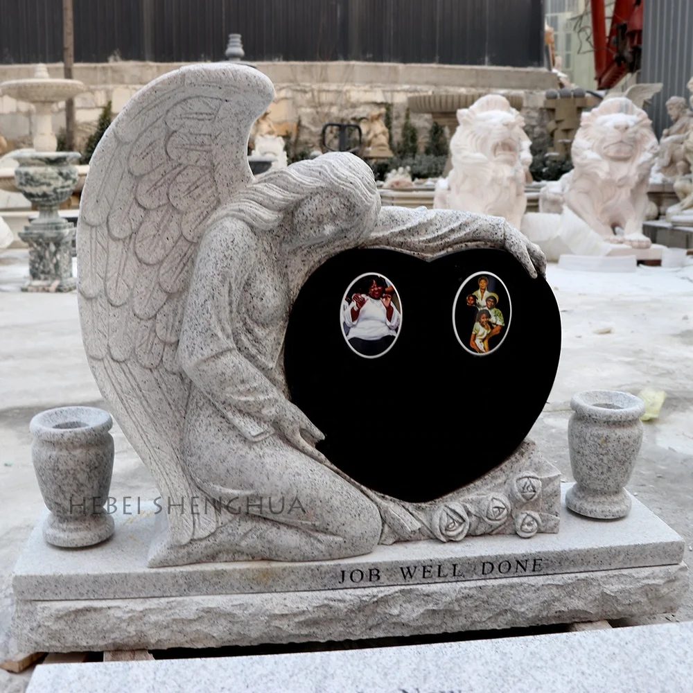 Custom Granite Heart Angel Statue TombStones And Monuments