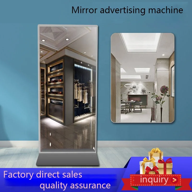 Floor Standing LCD Magic Mirror Glass Photo Booth 10-Point Capacitive Touch Screen Win OS I3 3217U Video Advertising Players