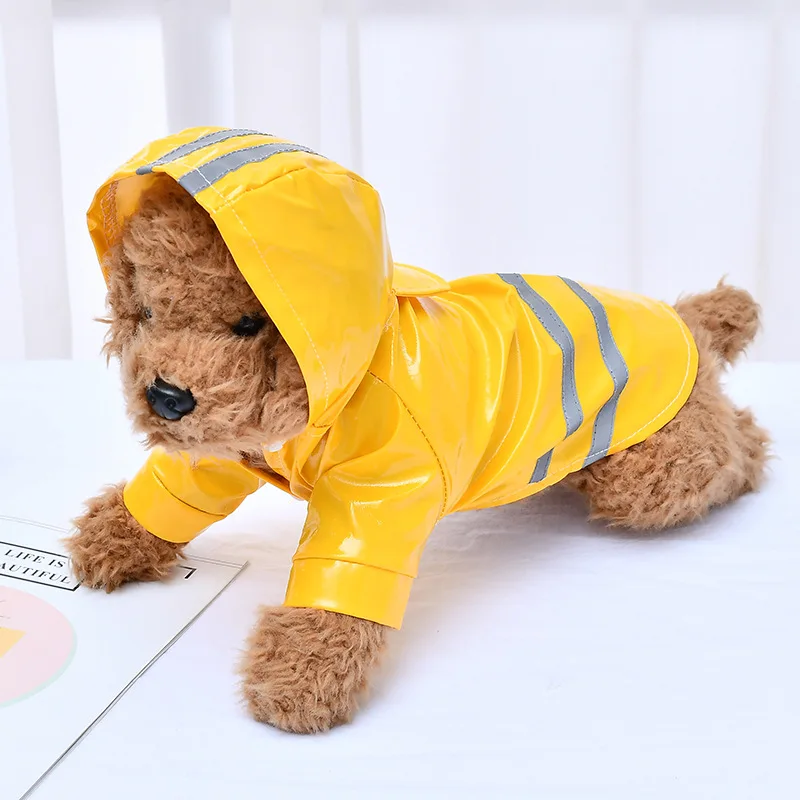 
Unique Design Hot Sale PU Reflect Light Clothes Dog Pet Raincoat Pet Apparel 