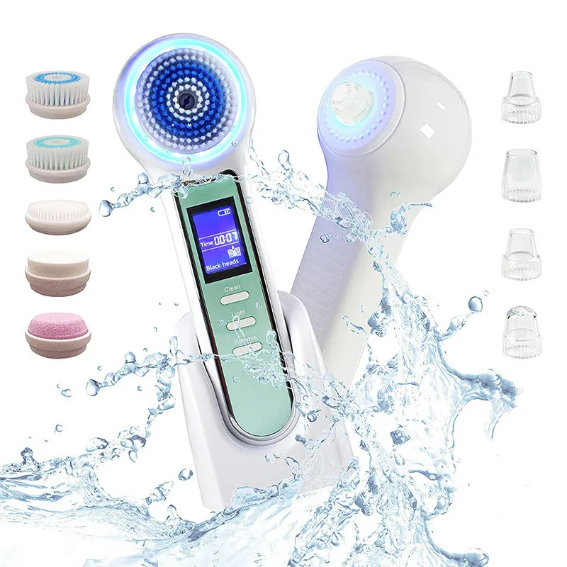 YOUMAY ipx7 sonic silicone electric 3 in 1 facial cleansing brush vacuum blackhead remover
