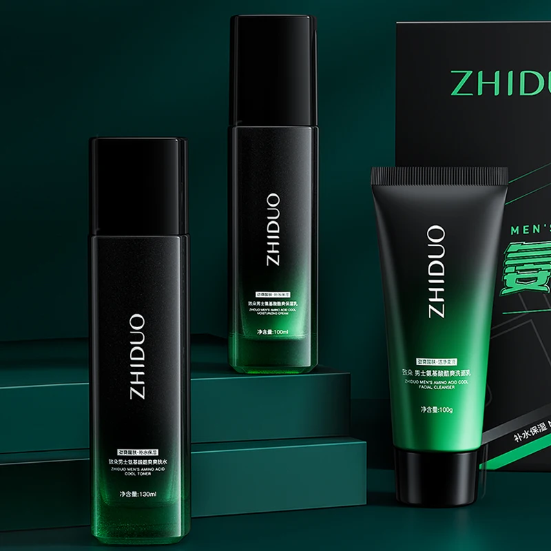 ZHIDUO oem индивидуализированные марки аминокислоты средства для умывания средство лица масло увлажняющее очищения пор набор ухода за кожей мужчин