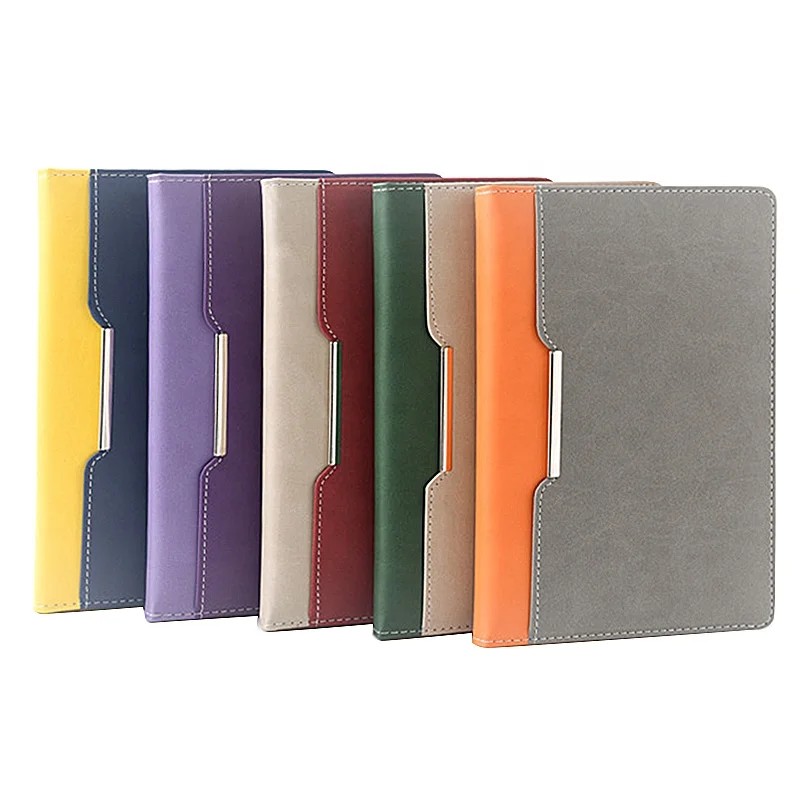 Fashion Business Double Color Luxury Card Insert Binding A5 Diary Hardcover PU Leather Notebook
