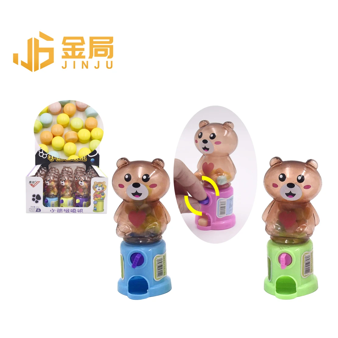 Hot Selling Funny  Cartoon Toy Bear Twister Sweet Candy Machine Toy Mini Plastic Toy Candy