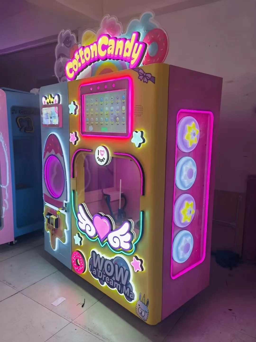Professional Steel Coin-operated Entertainment Center Full Automatic Cotton Candy Vending Machine