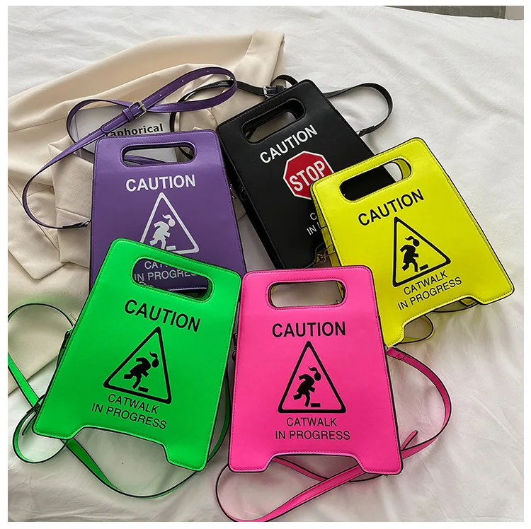 2022 Fashion Creative Stop Sign Prohibits Driving Fashion Hip Hop Messenger Lady Bag