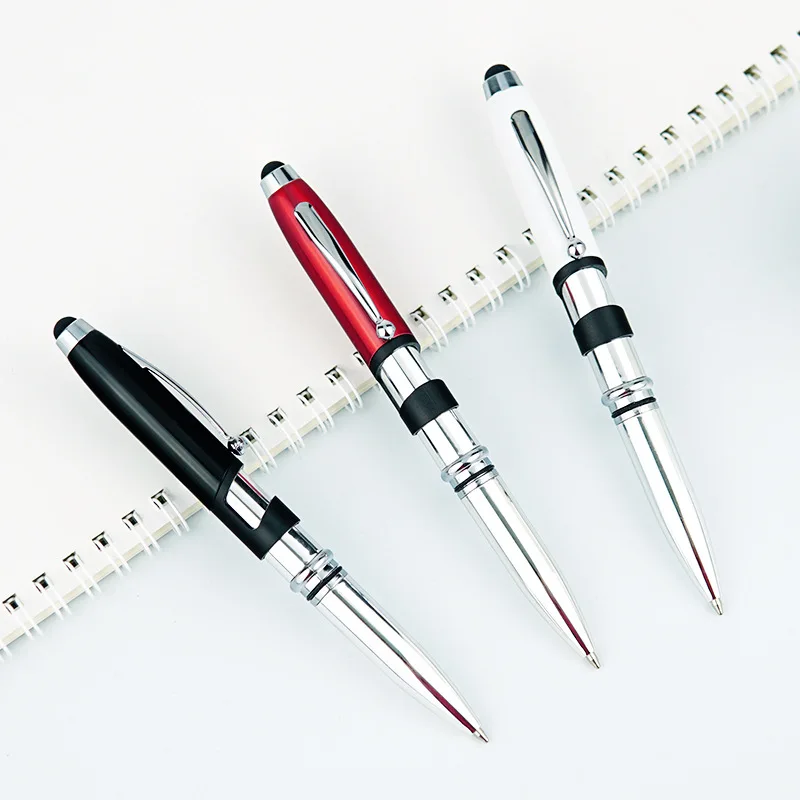 4 in 1 Led Light Screen Touch Stylus Pen, Multifunctional Twist Action Metal Barrel Ballpoint Pens