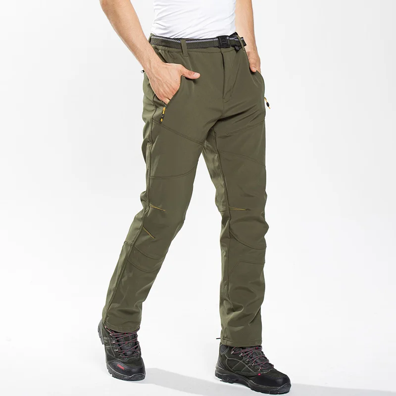 Уличные спортивные брюки-карго Softshell, зимние водонепроницаемые ветрозащитные брюки, мужские теплые Стрейчевые прочные брюки