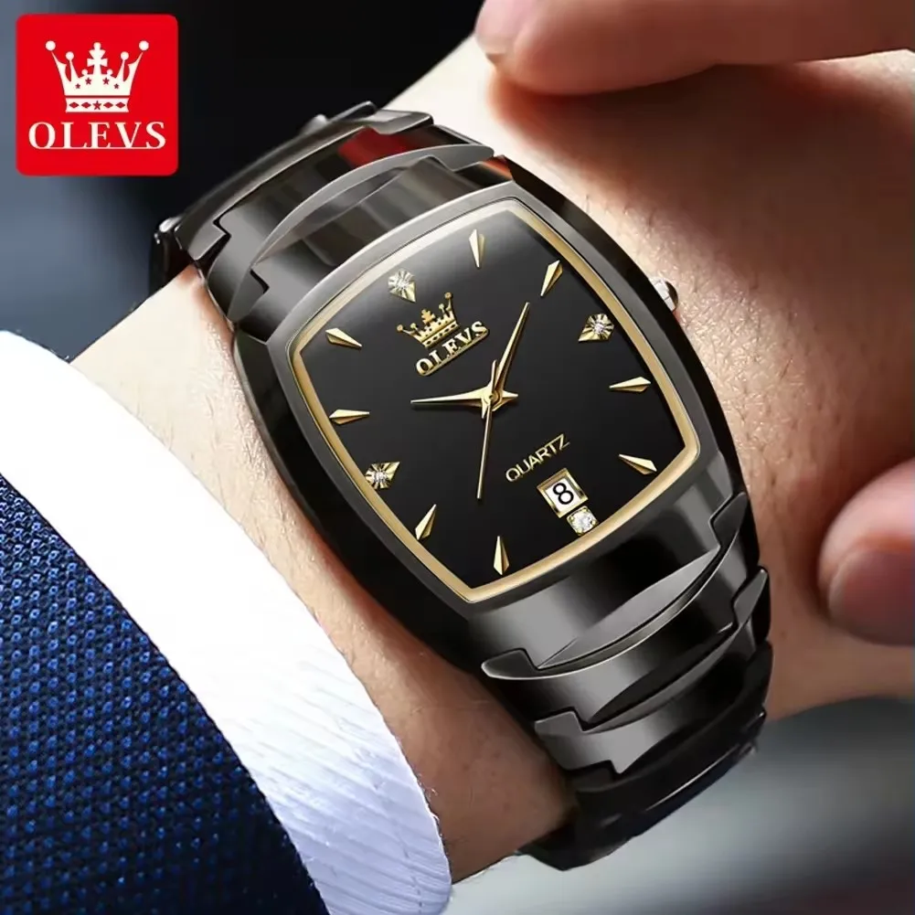 New OLEVS 7006 Original Quartz Watch Tungsten steel Diamond Gold Wristwatch Waterproof Gifts Watch Couple Watch For Men Reloj