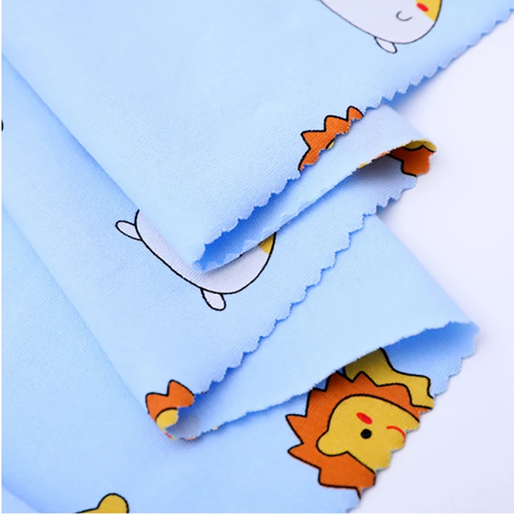Low MOQ custom printing 95%cotton 5%spandex jersey cotton fabric  250gsm cotton fabric for children baby cloths
