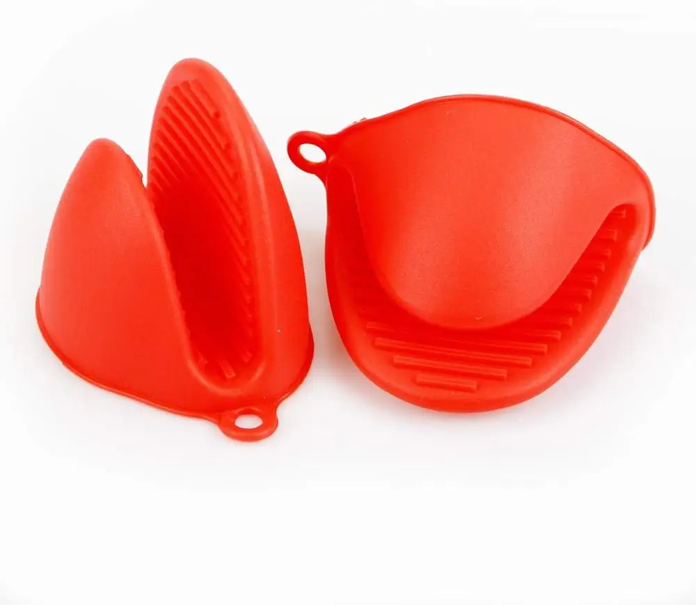 Kitchen Silicone Heat Resistant Oven Mitts Cooking Baking Gloves Insulation Non Stick Anti-slip Pot Bowel Holder Clip