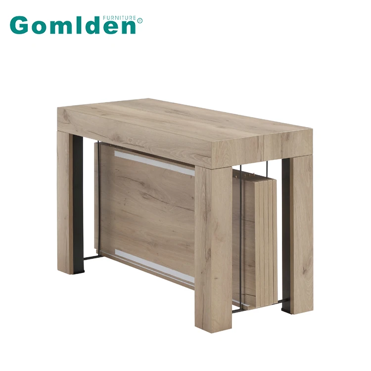 Nordic Space Saving Natural Wood Finish Large Extending Dining Tables For Dining Room