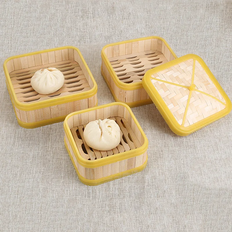 Wholesale Classic Handmade Healthy Cookware Set Dim Sum Square Bamboo Steamer with Logo