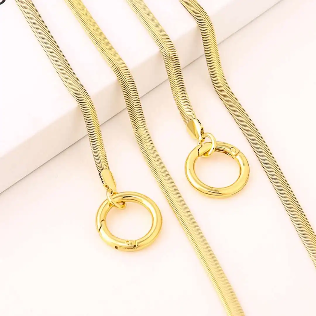 Lexing wholesale new style decorative metal gold plated bag snake chains shoulder purse strap for handbags