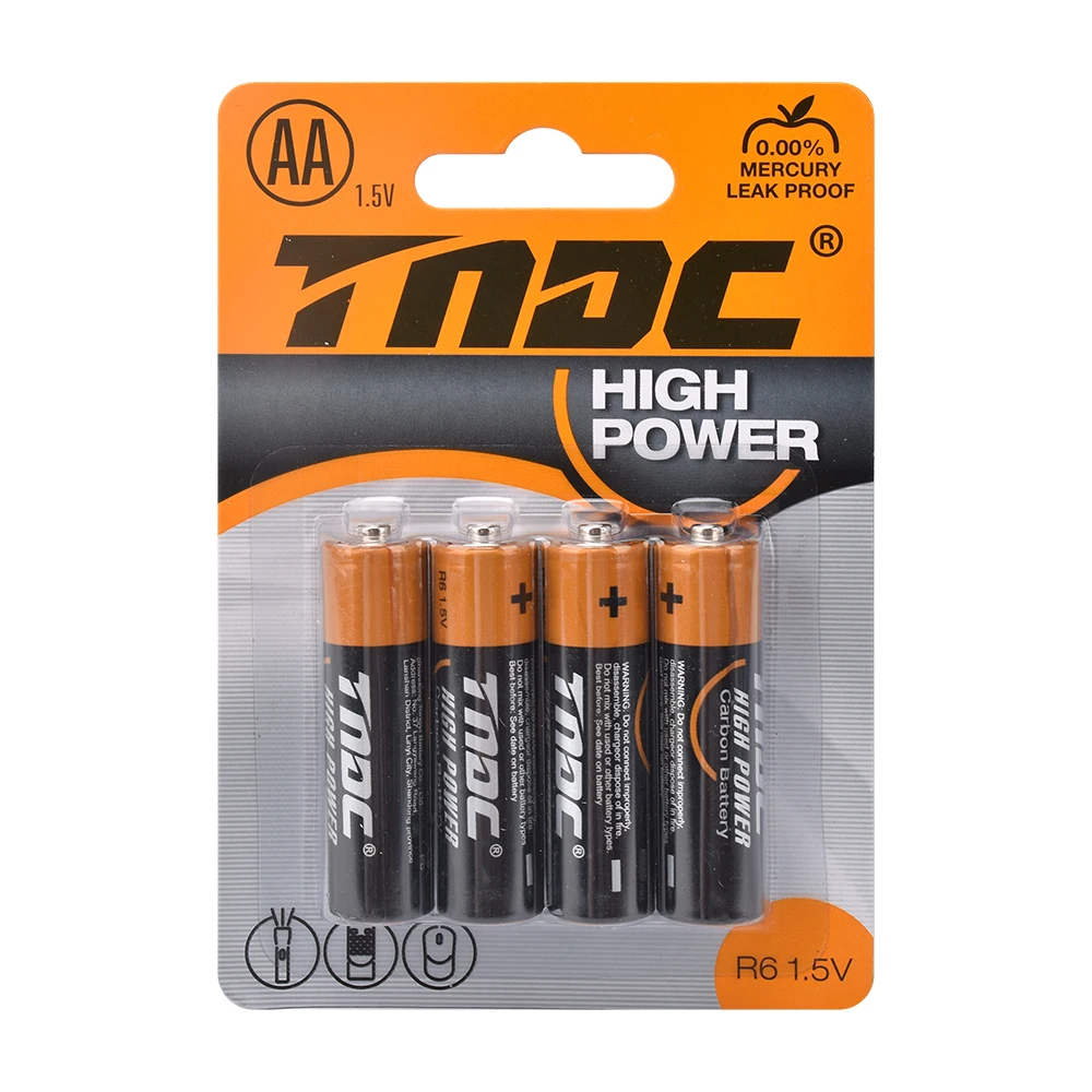 Chinese Factory Direct Sales R06 AA 1.5v 1.3 Wh Zinc-Carbon Battery