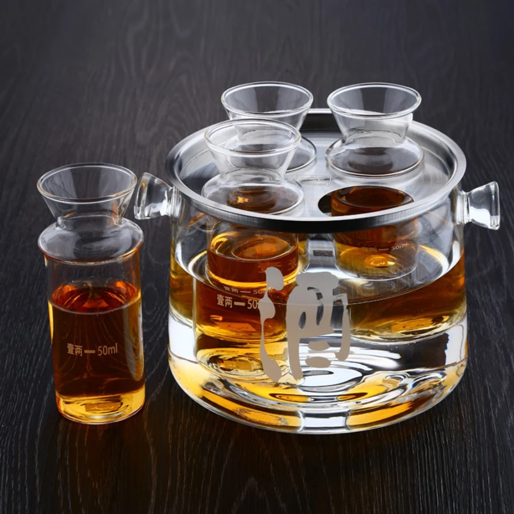 New design borosilicate cooking High borosilicate glass wine whiskey Wine warmer Heating wine vessel