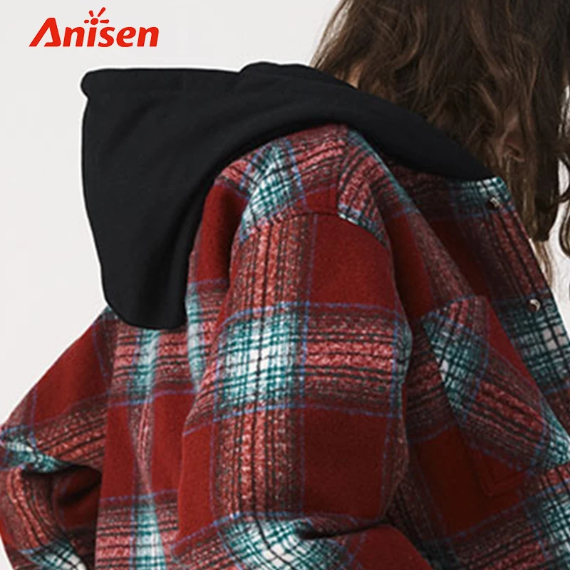 
plaids hoodies quilted jacket customized streetwear windbreaker flannel shirt jacket 